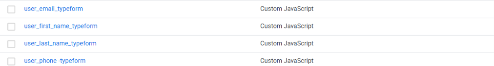 Screenshot of google tag manager 